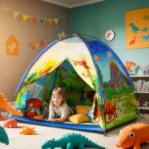Toy Space Kids Dino Play Tent House | Foldable & Lightweight Indoor/Outdoor Playhouse | Water-Repellent, Easy Assembly & Portable Storage Pouch | Ideal for 2+ Years Boys & Girls