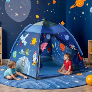 Toy Space Kids Space Play Tent House | Foldable & Lightweight Indoor/Outdoor Playhouse| Medium Size| Water-Repellent, Easy Assembly & Portable Storage Pouch | Ideal for 2+ Years Boys & Girls